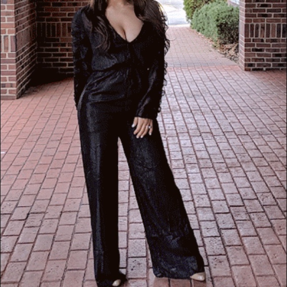 Black shimmer jumpsuit